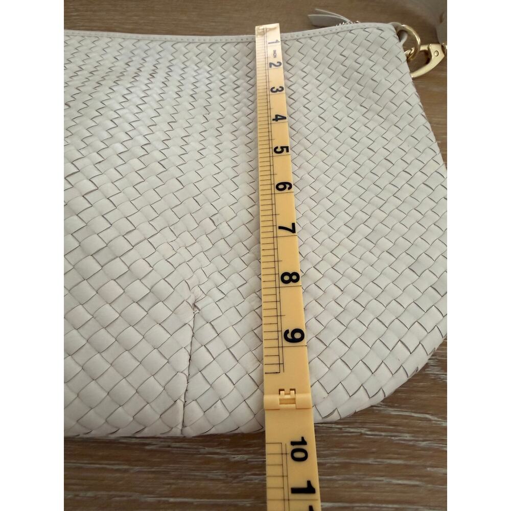 Quince Italian Leather Convertible Crescent Handwoven Shoulder Bag, Color: Bone - Picture 6 of 9